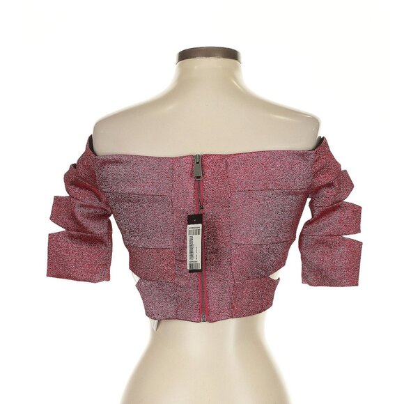 AREA NYC Banded Crop Top in Metallic Pink Small NWT - Picture 3 of 5